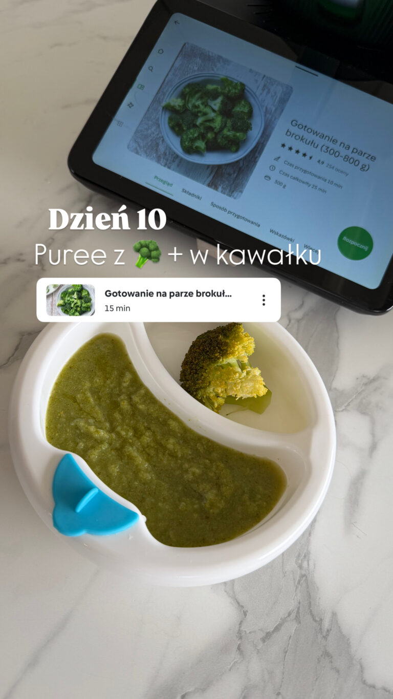 Dzień 10 rozszerzania diety Maksika – purée z brokuła i brokuł metodą BLW 🥦👶