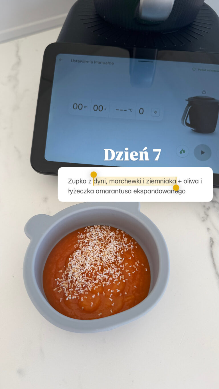 Dzień 7 rozszerzania diety Maksika – kremowa zupka z dyni, marchewki i ziemniaka 🥣🥕🎃