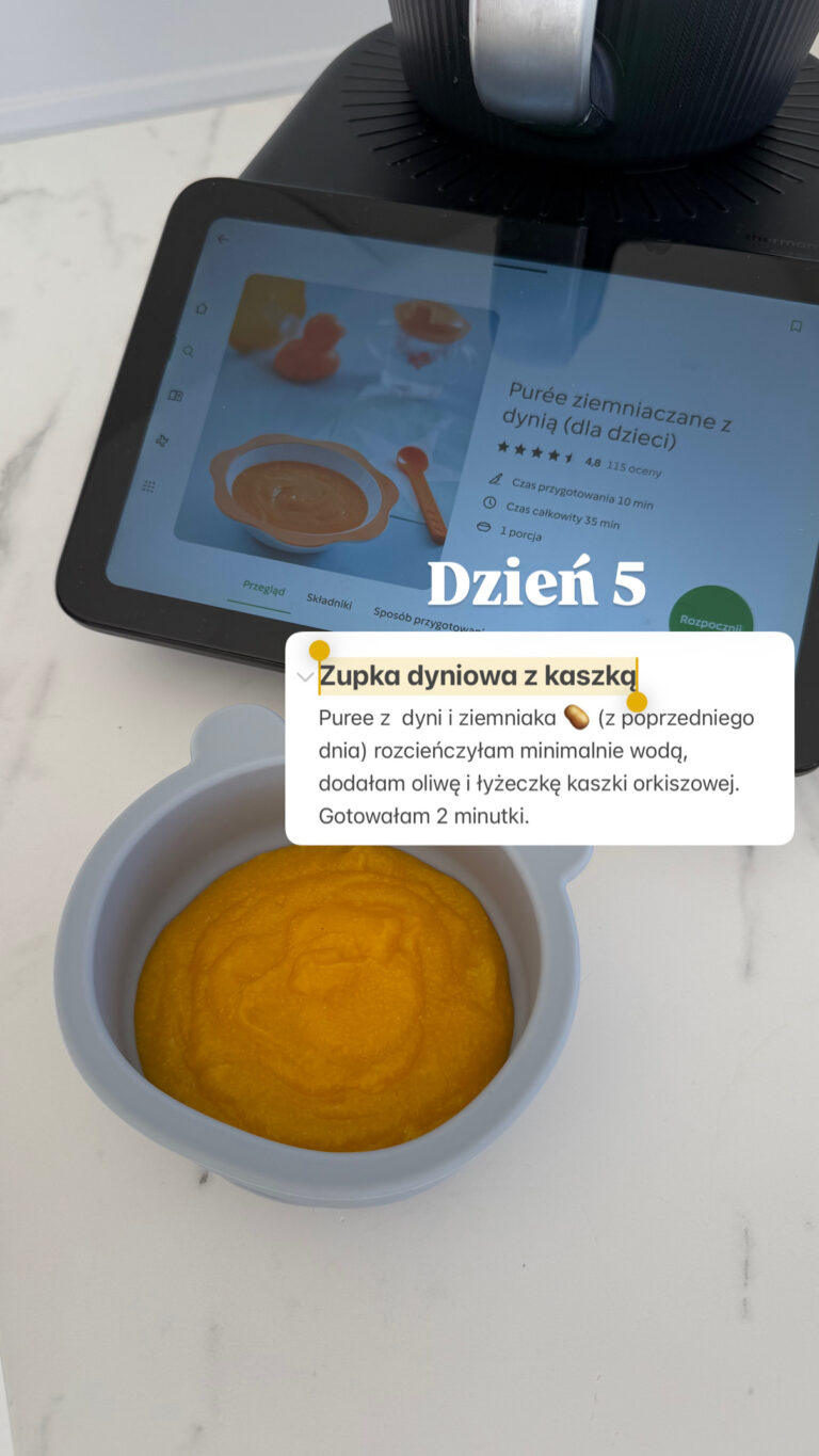 Dzień 5 rozszerzania diety Maksika – kremowa zupka dyniowa z kaszką 🥣🎃